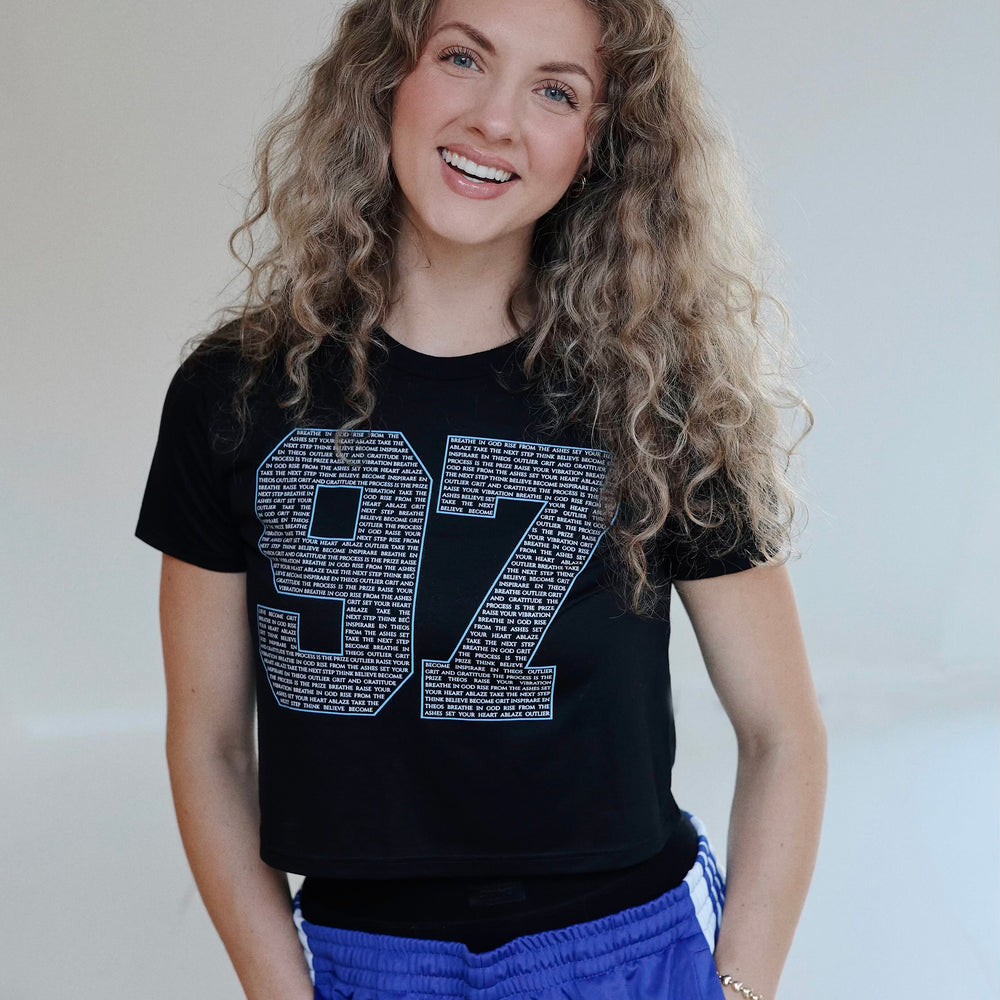 Women's Cropped Mantra Jersey Tee - Black